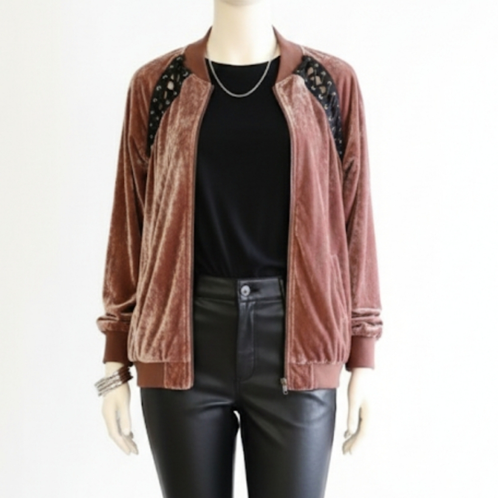 Story of Lola crush velvet velour bomber jacket size s/m